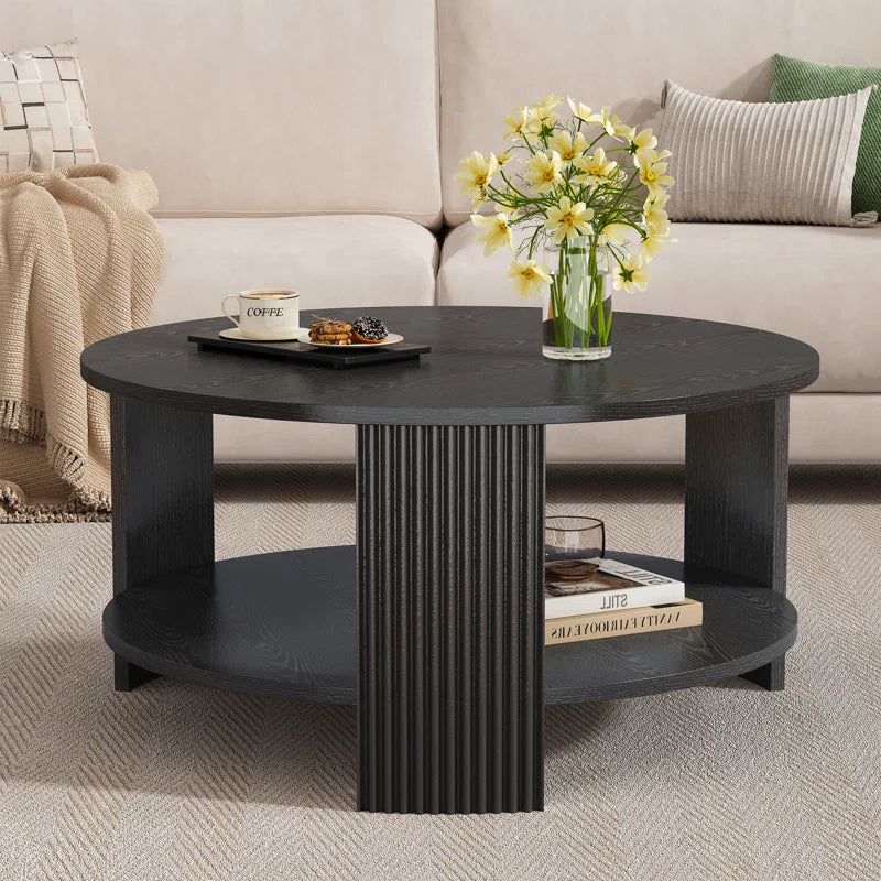 31.5" round Coffee Table with Fluted Legs for Living Room
