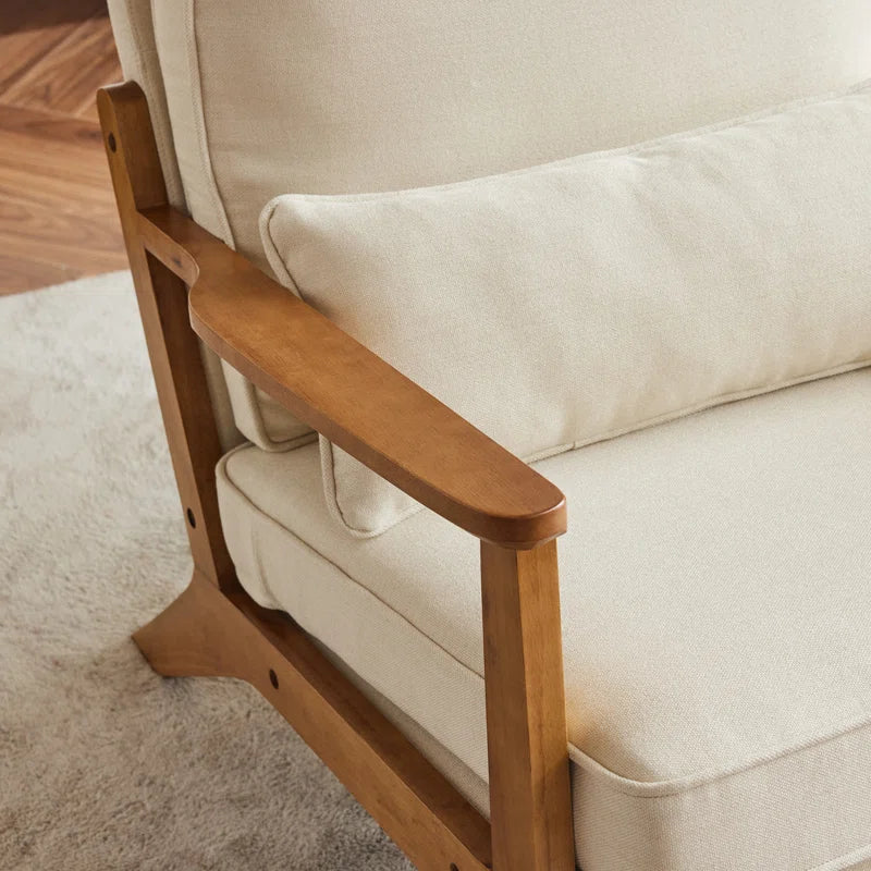 Upholstered Accent Chair with Wooden Legs 