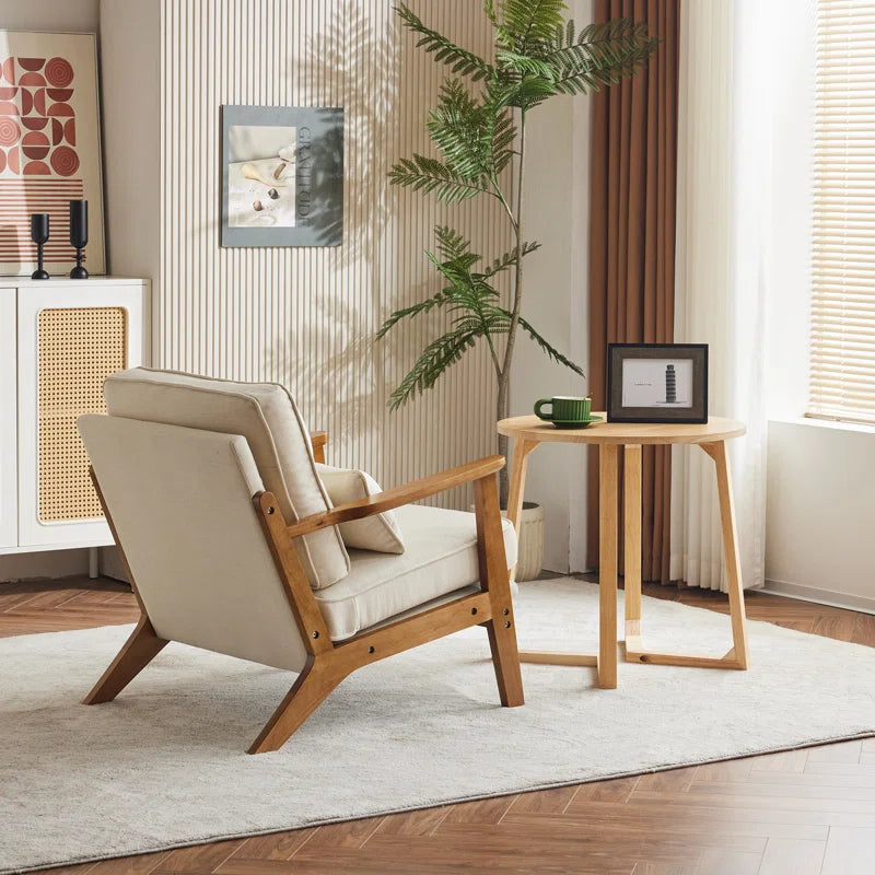 Upholstered Accent Chair with Wooden Legs 