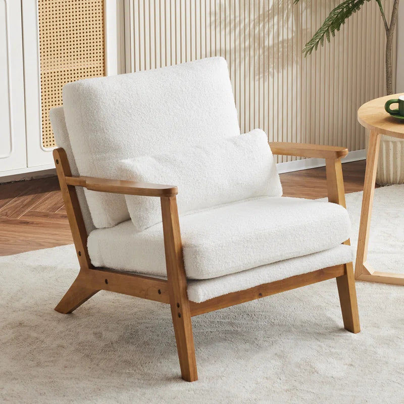 Upholstered Accent Chair with Wooden Legs 