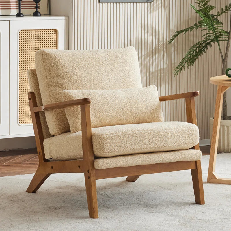 Upholstered Accent Chair with Wooden Legs 