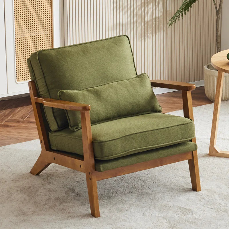 Upholstered Accent Chair with Wooden Legs 