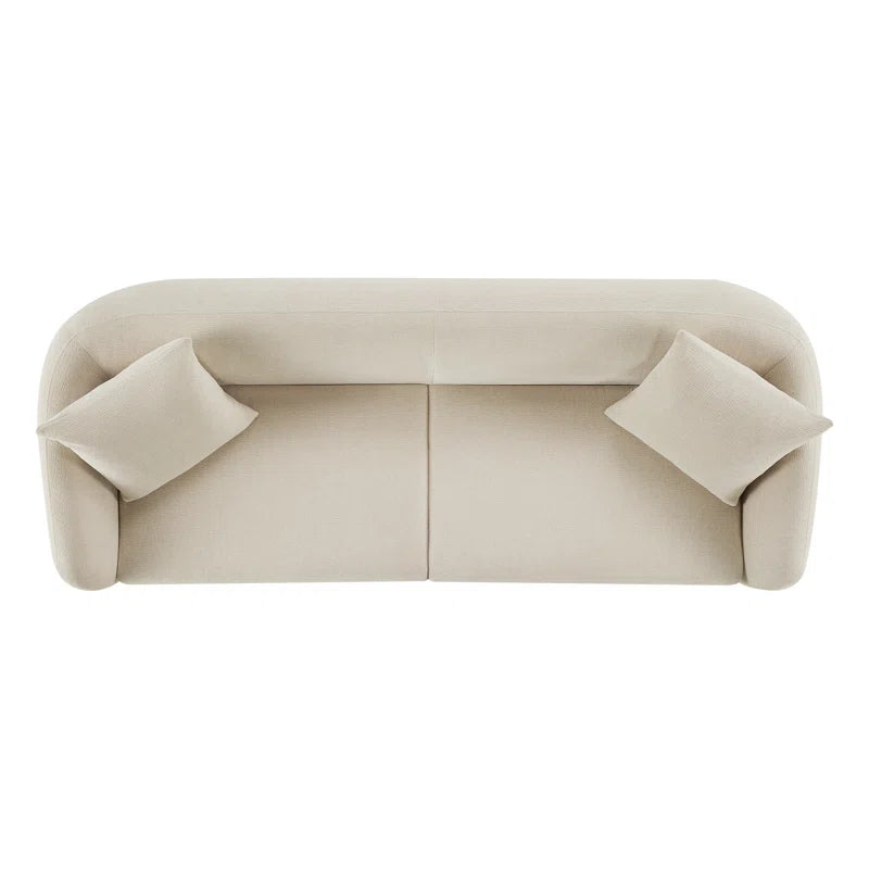 90'' Upholstered Modern Curved Chenille Sofa with Unique Wood Legs