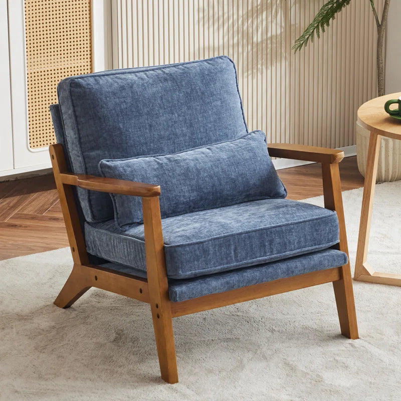 Upholstered Accent Chair with Wooden Legs 