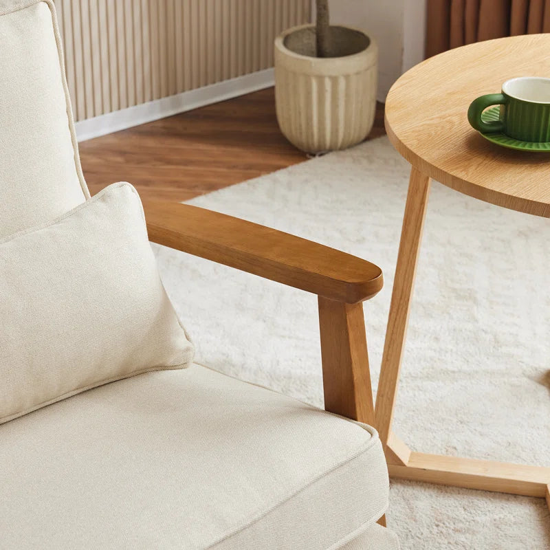 Upholstered Accent Chair with Wooden Legs 