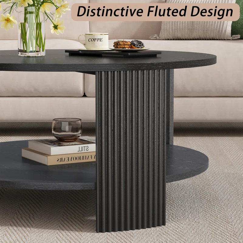 31.5" round Coffee Table with Fluted Legs for Living Room