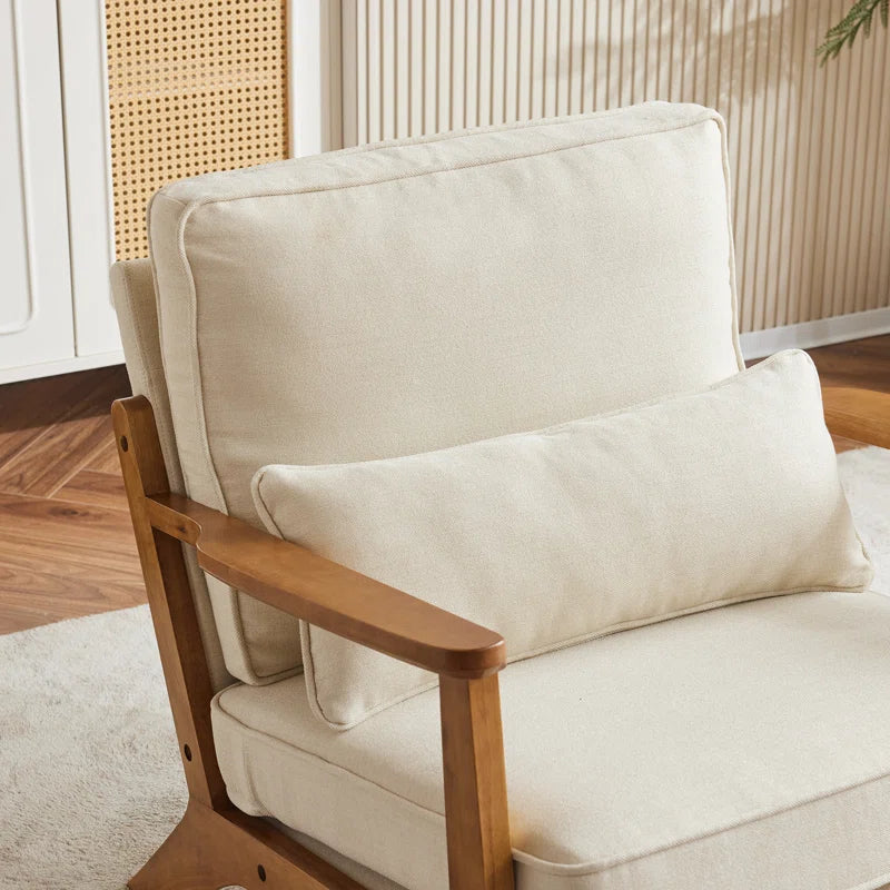 Upholstered Accent Chair with Wooden Legs 