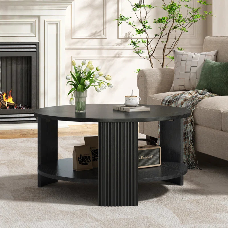 31.5" round Coffee Table with Fluted Legs for Living Room