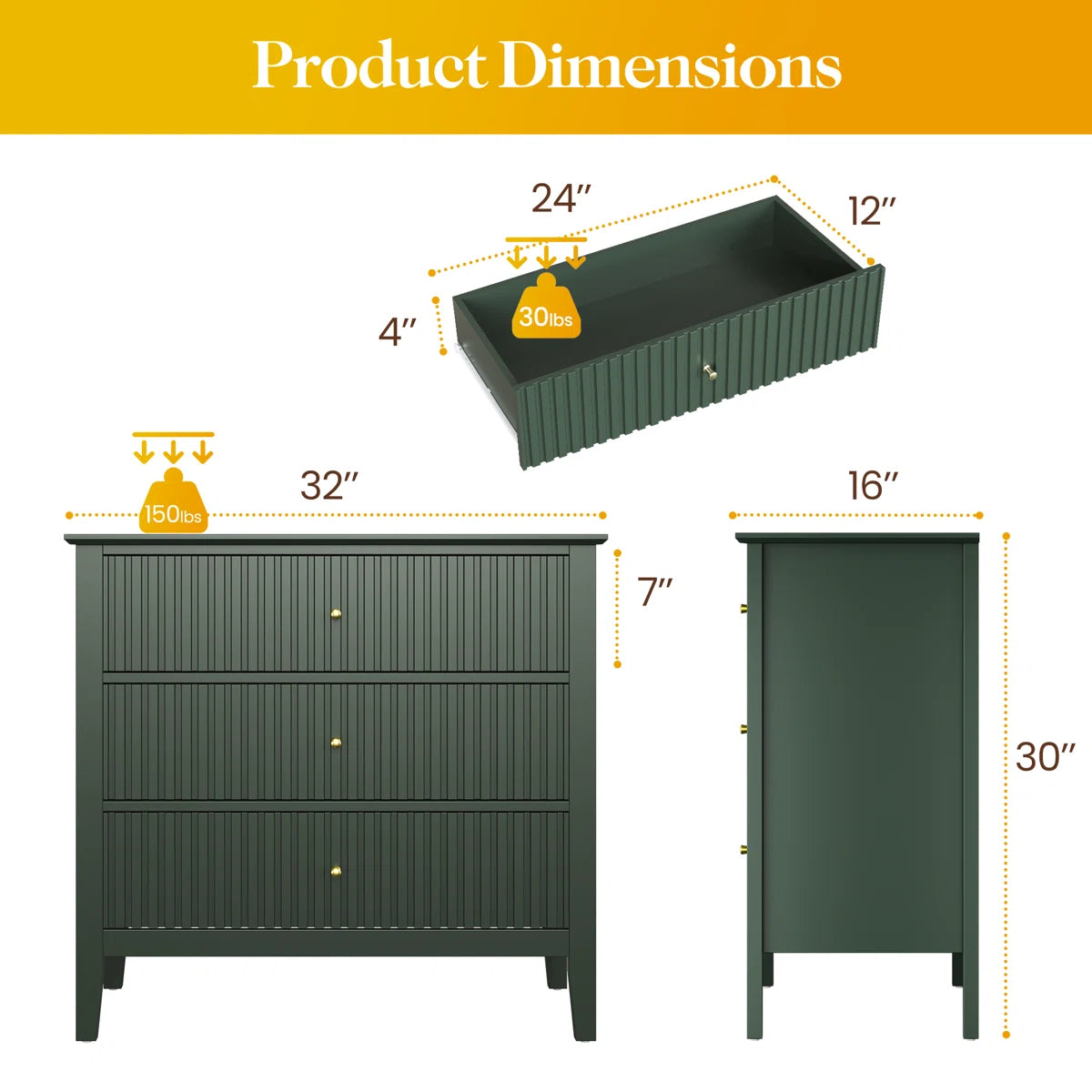 Elyra Wide 3-Drawer Dresser