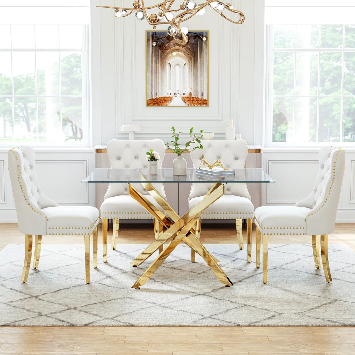 Arlen Glass Pedestal Dining Table