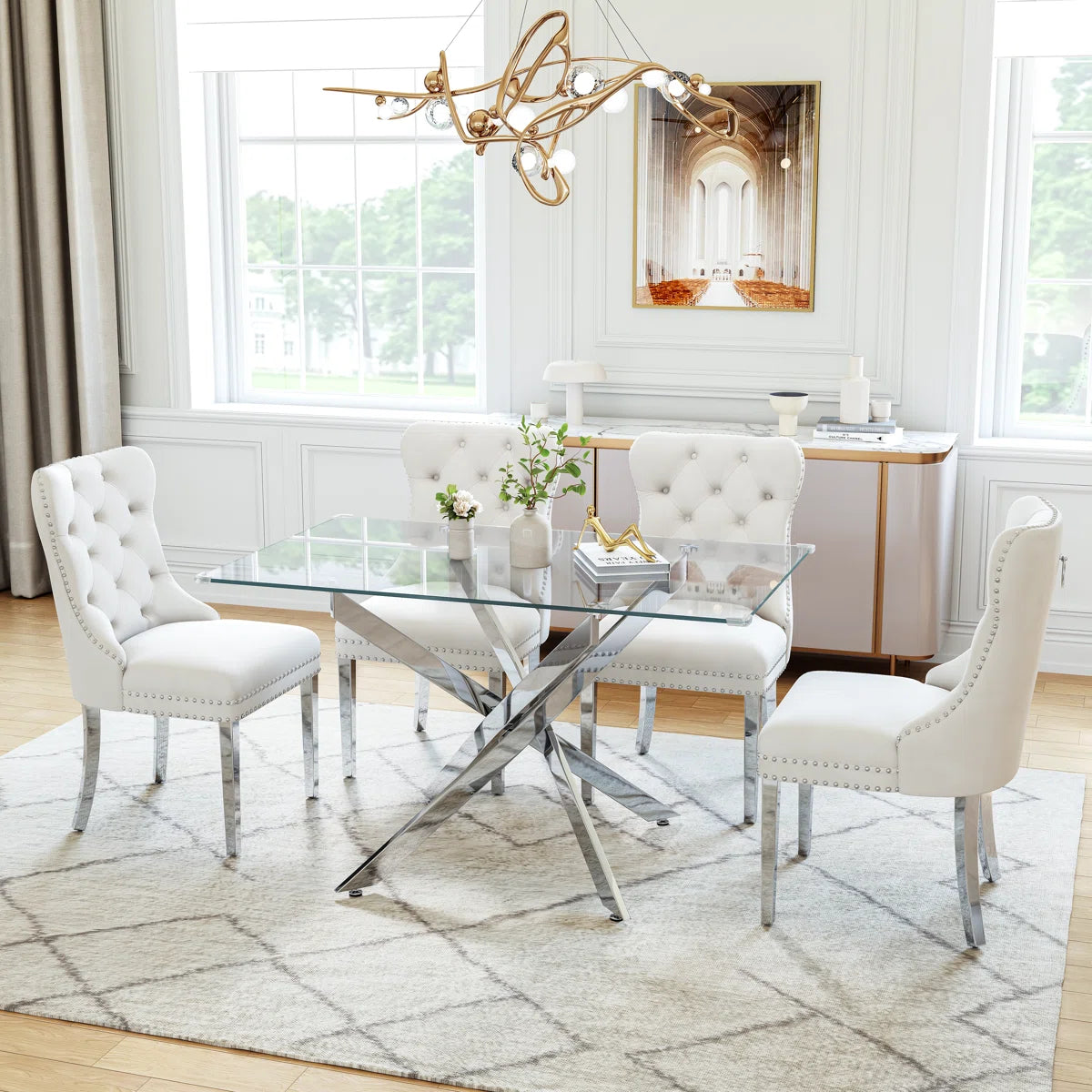 Arlen Glass Pedestal Dining Table