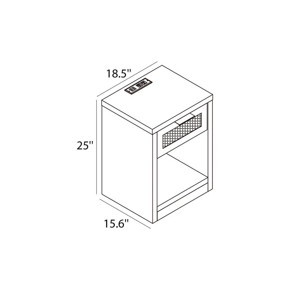 Kaelen Nightstand with Charging Station