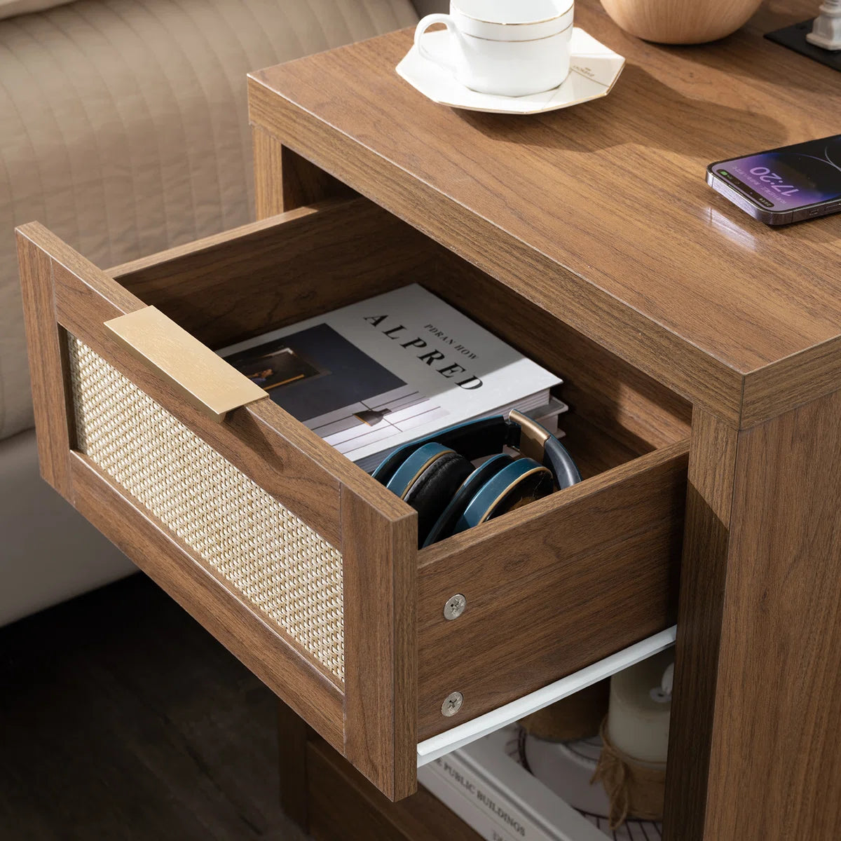 Kaelen Nightstand with Charging Station