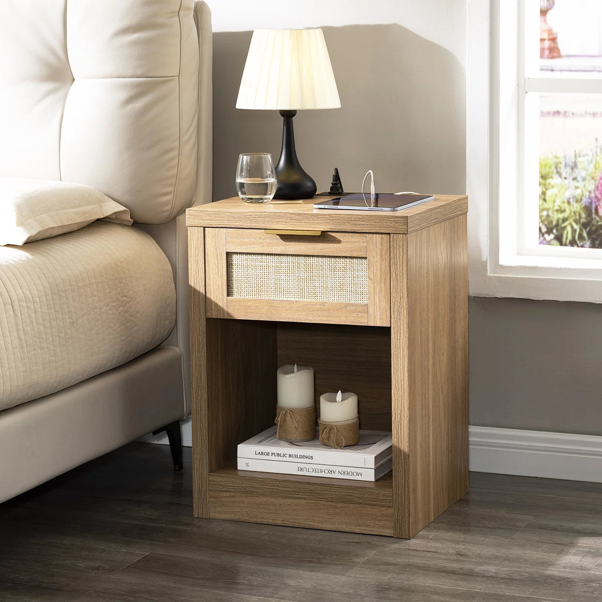 Kaelen Nightstand with Charging Station