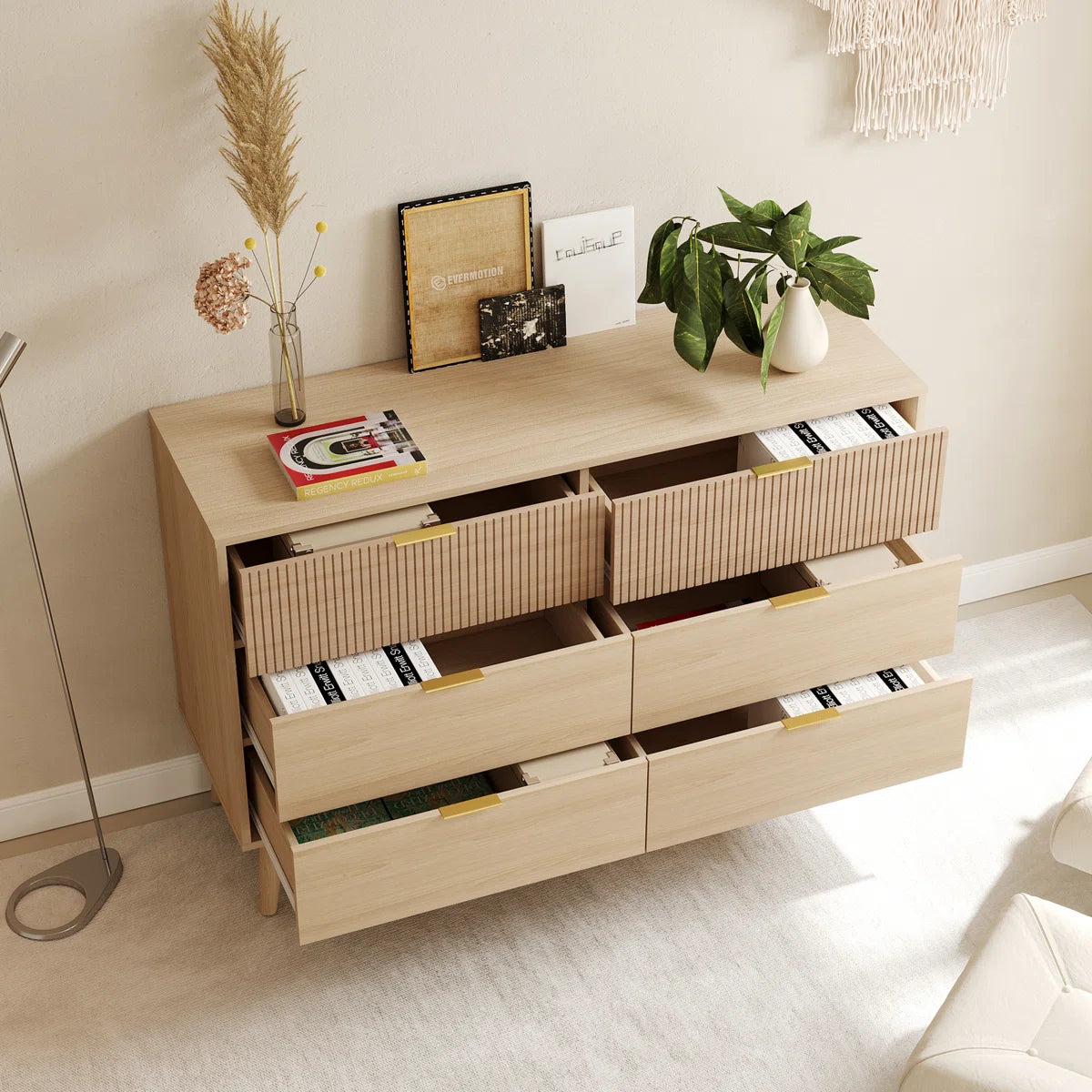 Arden Striped 6-Drawer Dresser