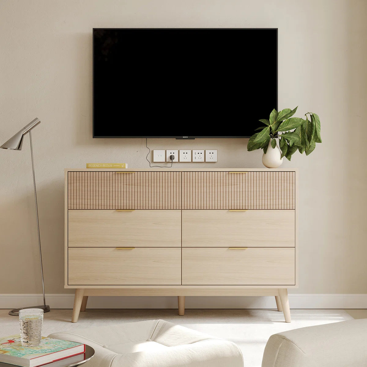 Arden Striped 6-Drawer Dresser