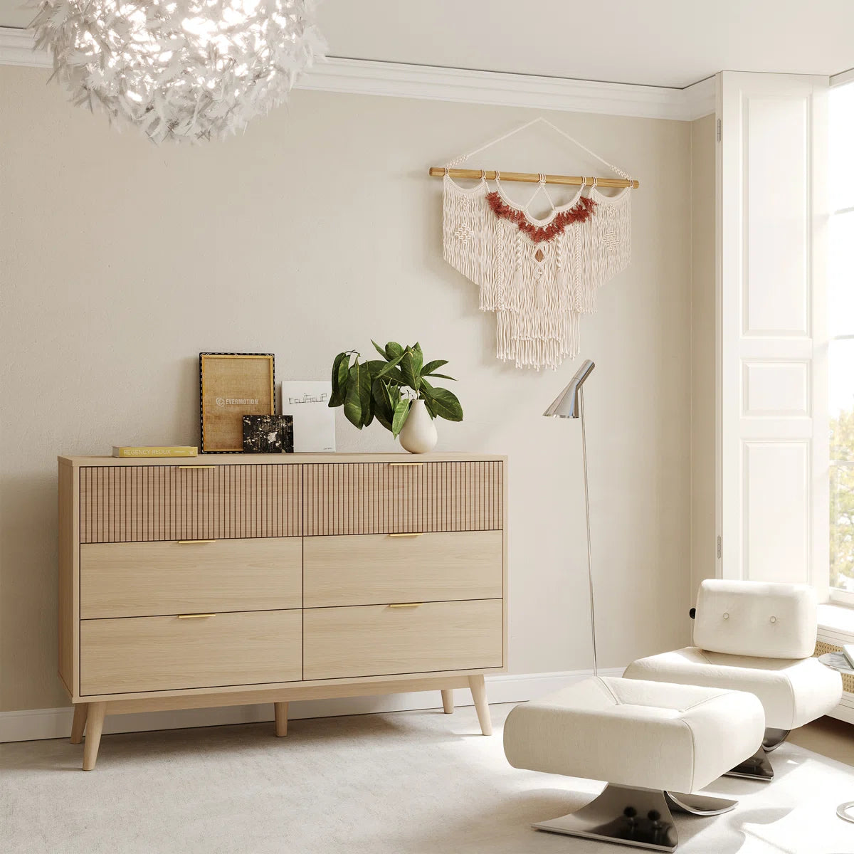 Arden Striped 6-Drawer Dresser