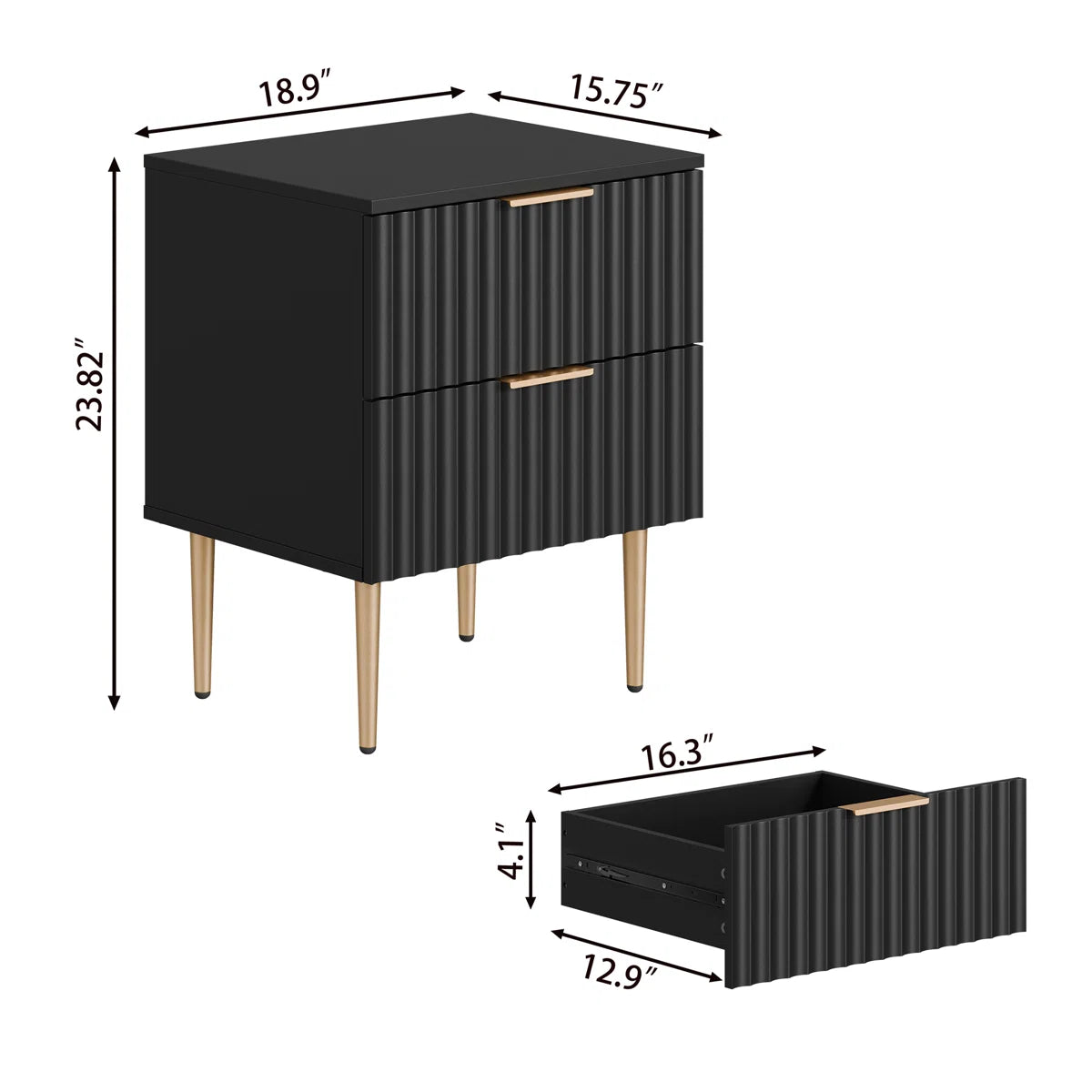 Ardyn Fluted Nightstand Set