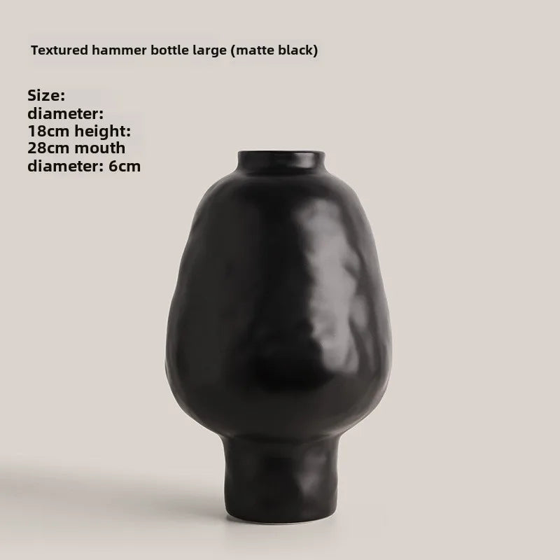 Naro Hammered Black Vase Set