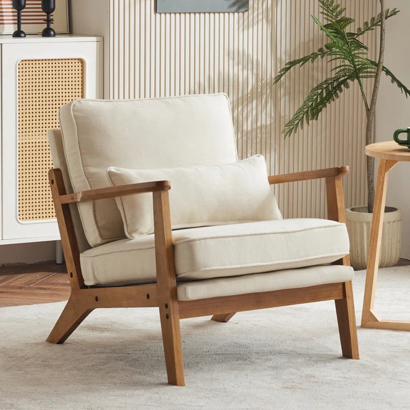 Upholstered Accent Chair with Wooden Legs 