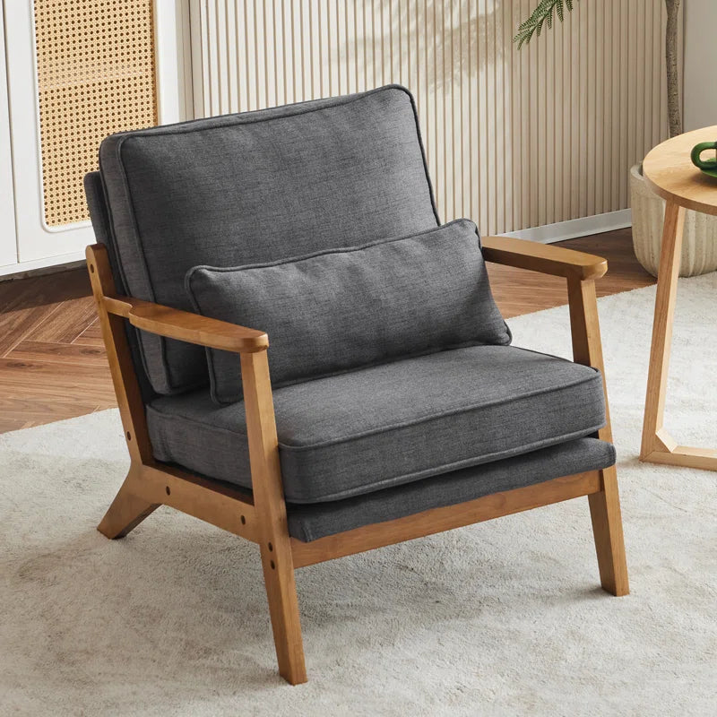 Upholstered Accent Chair with Wooden Legs 