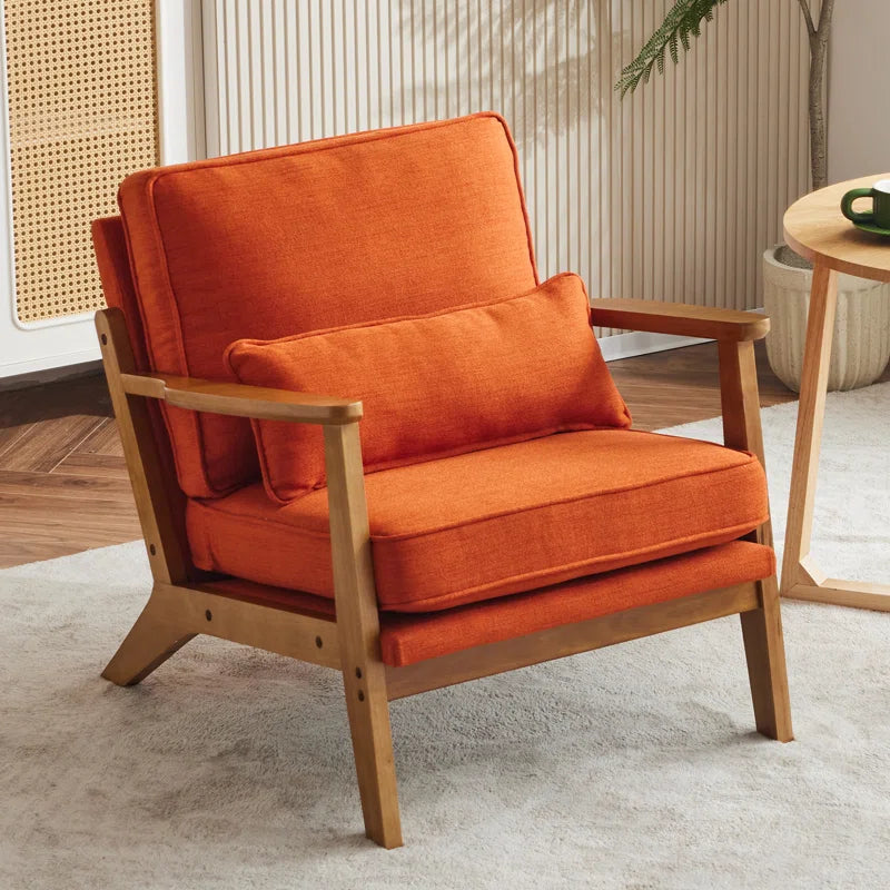 Upholstered Accent Chair with Wooden Legs 