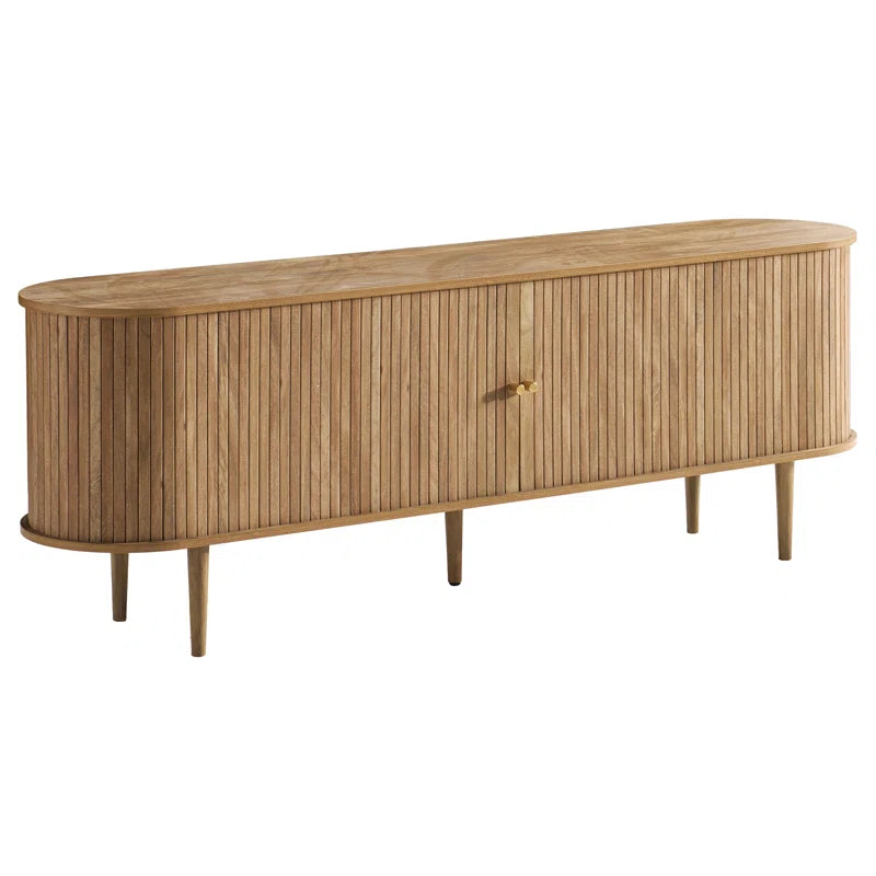 Baheerah 70" TV Stand with Solid Wood Legs with Tambour Door for 80-Inch TV
