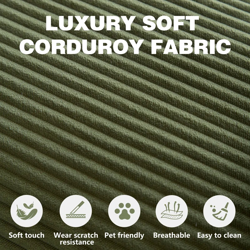 Fold Out Modular Sofa Bed Convertible Floor Sofa Couch Corduroy Folding Mattress Lounge Couch for Livingroom Bedroom Office No Assembly Required with Fixed-Shape Frame