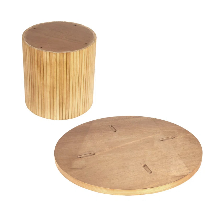 Charleily Solid Wood Coffee Table Round