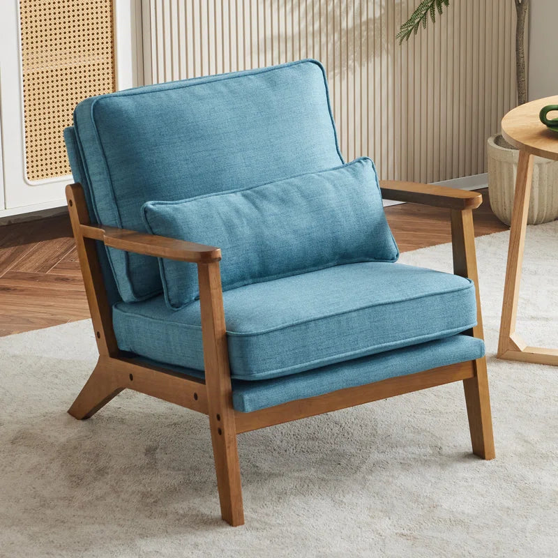 Upholstered Accent Chair with Wooden Legs 