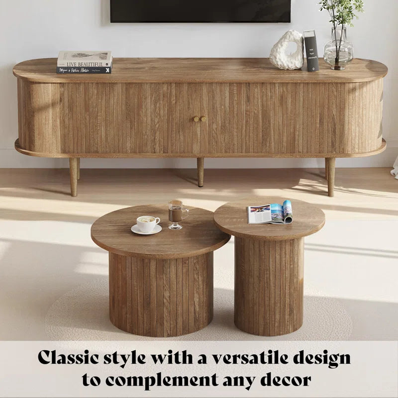 Baheerah 70" TV Stand with Solid Wood Legs with Tambour Door for 80-Inch TV