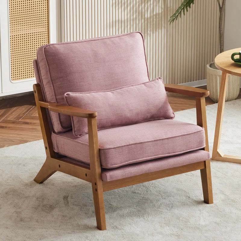 Upholstered Accent Chair with Wooden Legs 